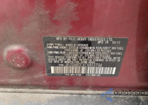 2012 Subaru Forester 2.5X Premium из США, поврежденный, VIN JF2SHADCXCH451794